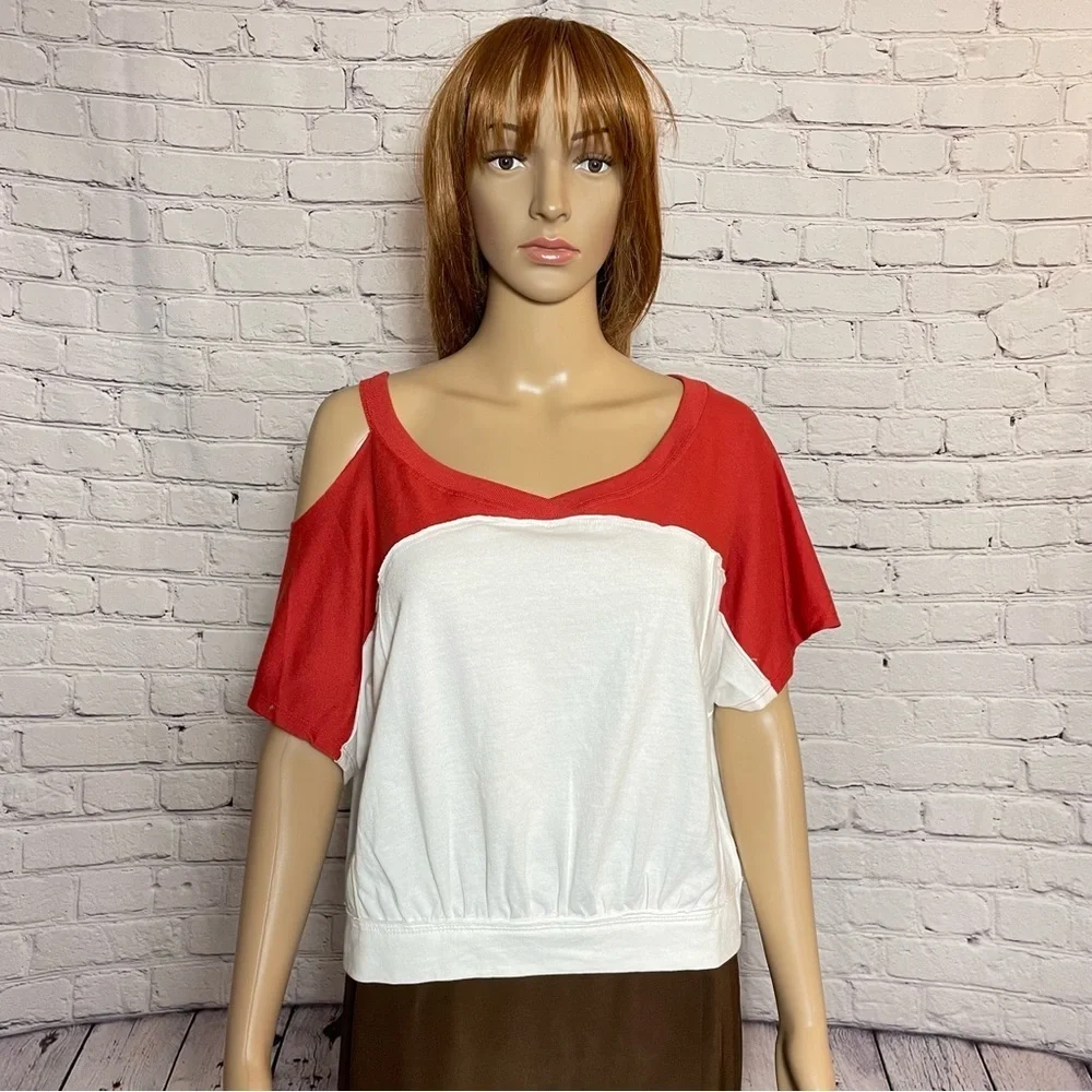 NWT New Free People Colorblock Field Goal Crop T-Shirt Size M